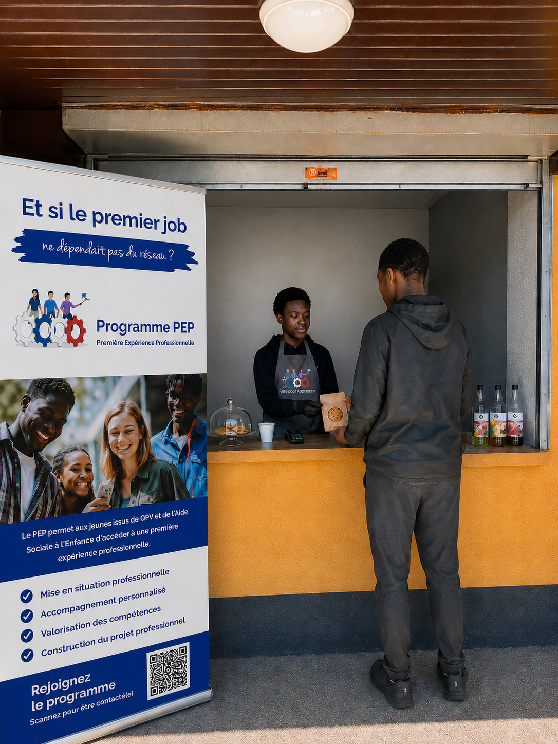 Jeunes en stand — buvette du programme PEP